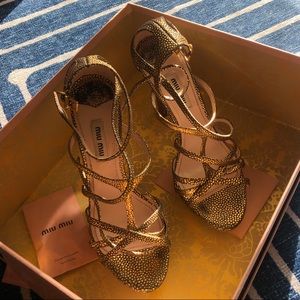 Gold Miu Miu Sandals Authentic 35.5